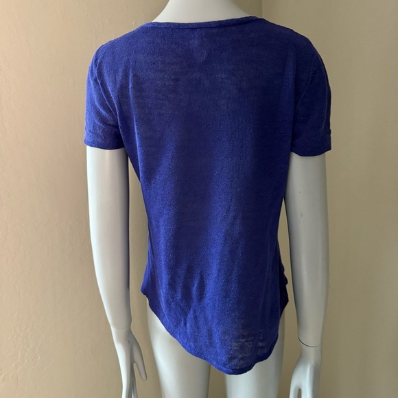 EILEEN FISHER 100% Organic Linen Tee Top Purple Blue Lightweight Summer Size PP - Picture 12 of 16